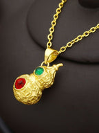 Gold-Inlaid Hotan Jade Gourd Pendant