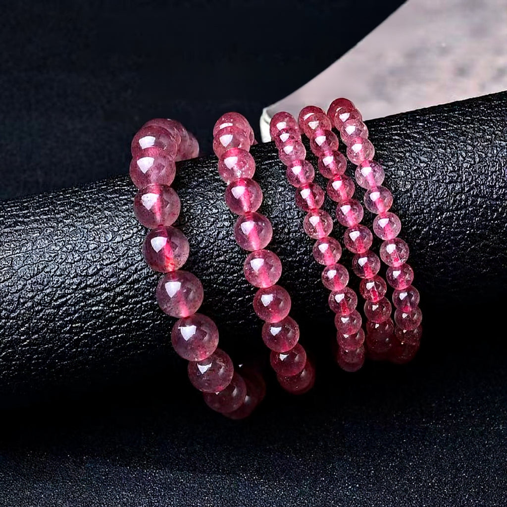 Natural Crystal Strawberry Bracelet - Handcrafted with Genuine Stones for Healing &amp; Fashion