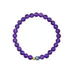 Natural Amethyst Bracelet with Purple Beads and Gold Accents for Women