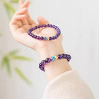 Natural Amethyst Bracelet with Purple Beads and Gold Accents for Women