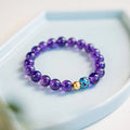 Natural Amethyst Bracelet with Purple Beads and Gold Accents for Women