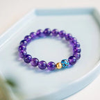 Natural Amethyst Bracelet with Purple Beads and Gold Accents for Women