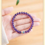 Natural Amethyst Bracelet with Purple Beads and Gold Accents for Women