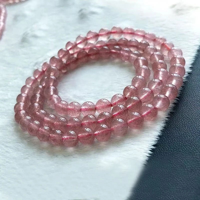 Crystal Red Strawberry Bracelet Triple Wrap for Women's Fashion Jewelry with Unique Design and Vibrant Color