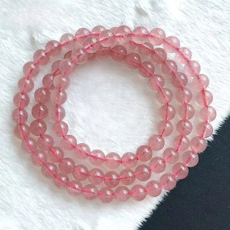 Crystal Red Strawberry Bracelet Triple Wrap for Women's Fashion Jewelry with Unique Design and Vibrant Color