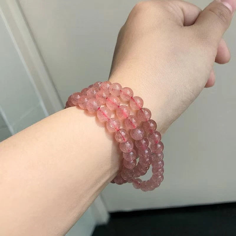 Crystal Red Strawberry Bracelet Triple Wrap for Women's Fashion Jewelry with Unique Design and Vibrant Color
