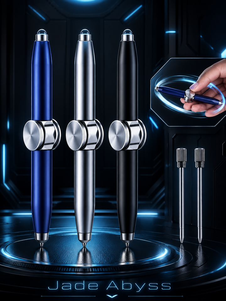 3pcs Metallic Rotating Pen Set with Light & Refills – Stress Relief & Gift