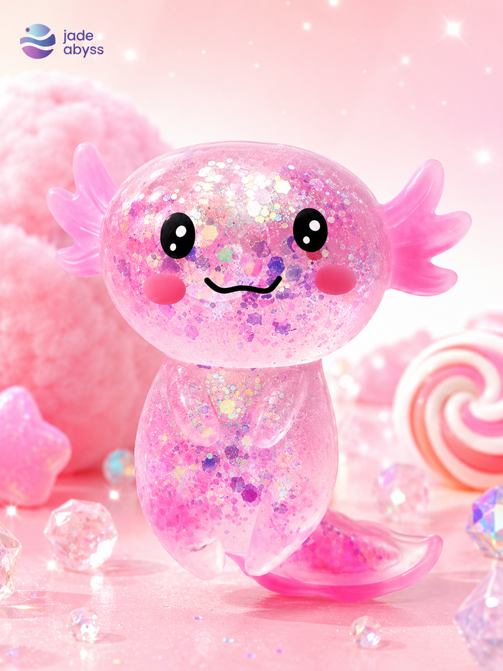 Cute Crystal Axolotl Squishy Toy – Slow Rising Stress Relief