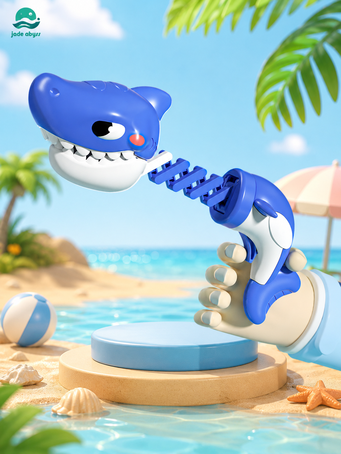 Cartoon Shark Telescopic Toy, Single Piece, One-Touch Pop-Out Stress Relief Toy for Kids