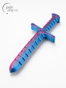 3D Printed Transforming Sword Whip Toy, Single Piece, Bendable Stretchable Locking Fidget Toy