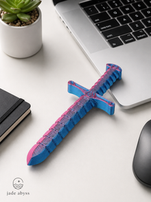 3D Printed Transforming Sword Whip Toy, Single Piece, Bendable Stretchable Locking Fidget Toy