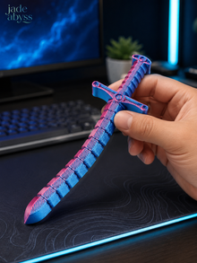 3D Printed Transforming Sword Whip Toy, Single Piece, Bendable Stretchable Locking Fidget Toy
