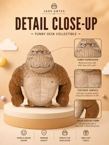 Novelty King Gorilla Toy, Single Piece, Viral Style Funny Desk Collectible & Fidget Gadget
