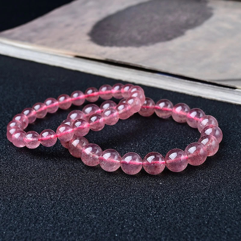 Natural Crystal Strawberry Bracelet - Handcrafted with Genuine Stones for Healing &amp; Fashion
