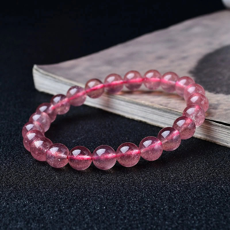 Natural Crystal Strawberry Bracelet - Handcrafted with Genuine Stones for Healing &amp; Fashion