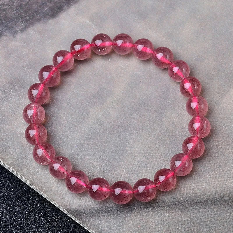 Natural Crystal Strawberry Bracelet - Handcrafted with Genuine Stones for Healing &amp; Fashion