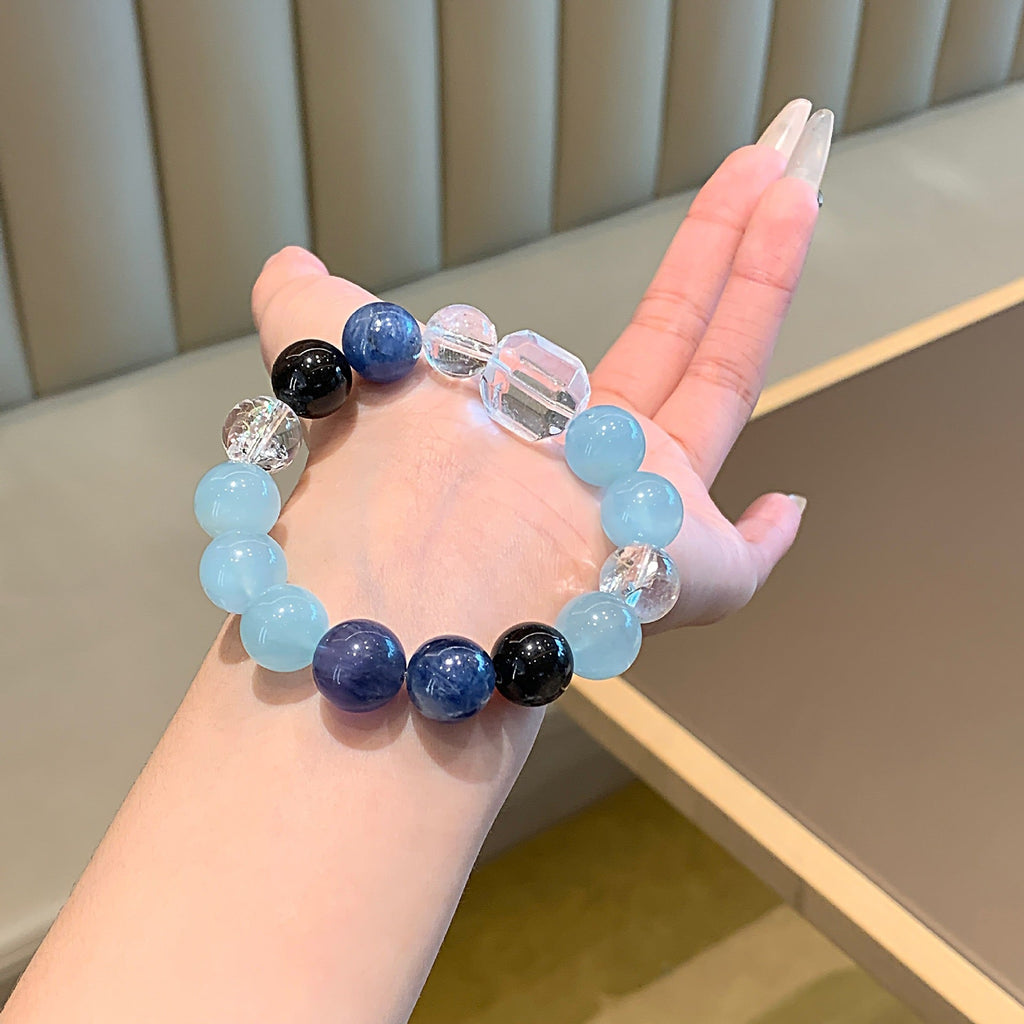 Aquamarine Crystal Bracelet - Elegant Natural Genuine Aquamarine Crystals Versatile Stylish for Casual &amp; Formal Wear Perfect Gift Idea
