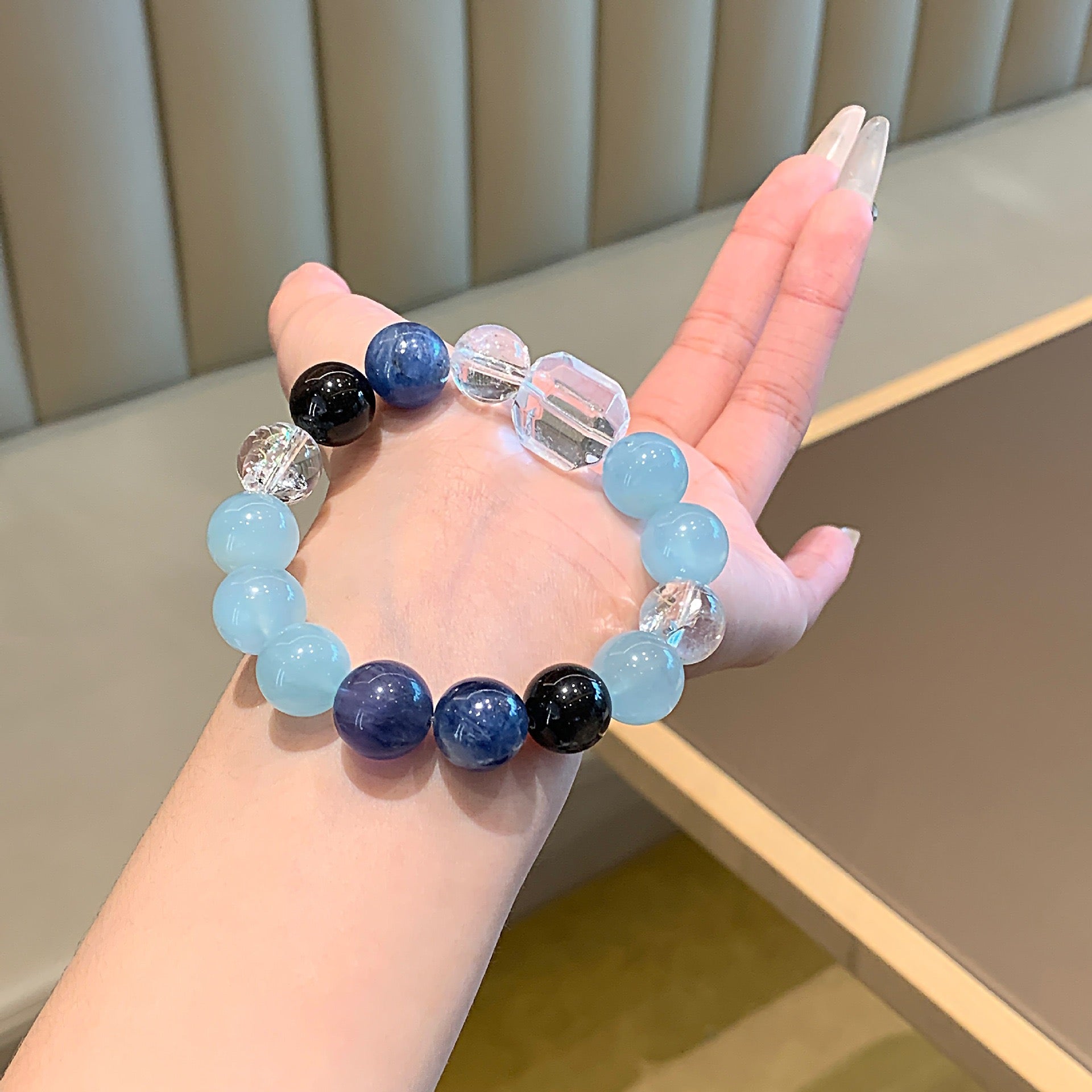 Aquamarine Crystal Bracelet - Elegant Natural Genuine Aquamarine Crystals Versatile Stylish for Casual &amp; Formal Wear Perfect Gift Idea