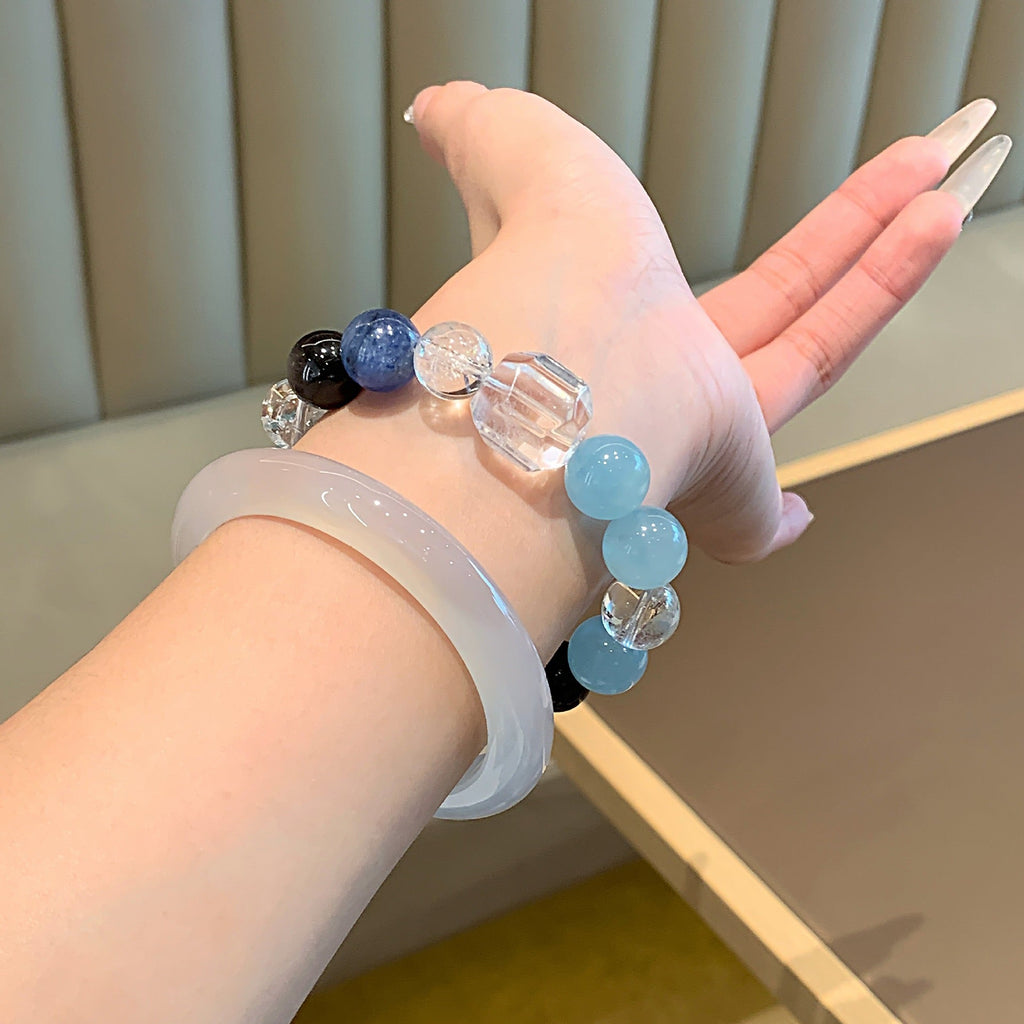 Aquamarine Crystal Bracelet - Elegant Natural Genuine Aquamarine Crystals Versatile Stylish for Casual &amp; Formal Wear Perfect Gift Idea