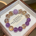 Exquisite Purple and Gold Natural Crystal Bracelet with Amethyst Beads and Golden Accents for Women - Meticulously Crafted for Home Decor and Jewelry Making