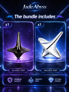 Jade Abyss Premium Spinning Top Bundle – Black & Silver High-Speed Tops