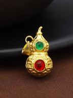 Gold-Inlaid Hotan Jade Gourd Pendant
