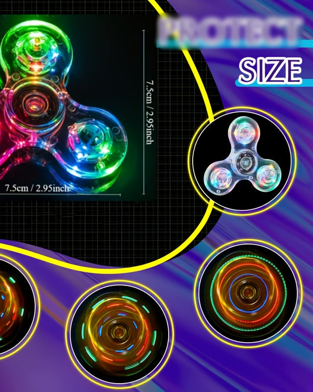LED Light-Up Fidget Spinner, Colorful Glowing Stress Relief Toy, Glow-in-the-Dark Spinning Top for Kids